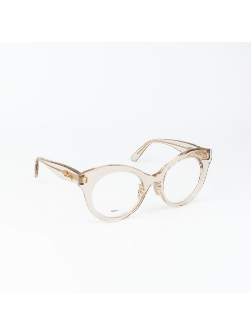 Loewe Women Eyeglasses Beige Demo Round LW50074F CURVY 057 NEW AUTHENTIC